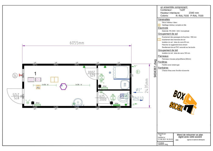 BATIMODULE 20′ Vestiaire (WC-DOUCHE-LAVABO) – Image 2